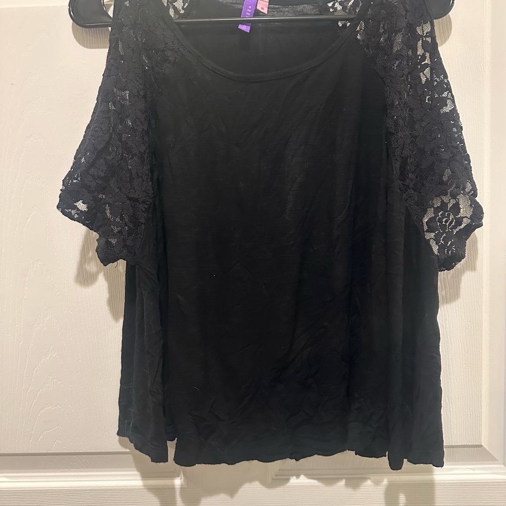 Black Lace Sleeve Top